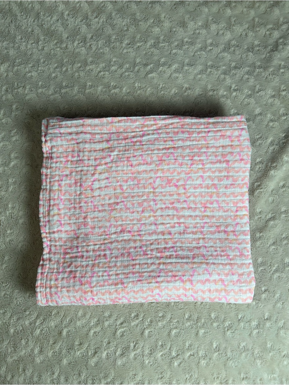 Oh Joy! Pink White Wave Line Print Baby Swaddle Blanket Muslin Thin Cotton
